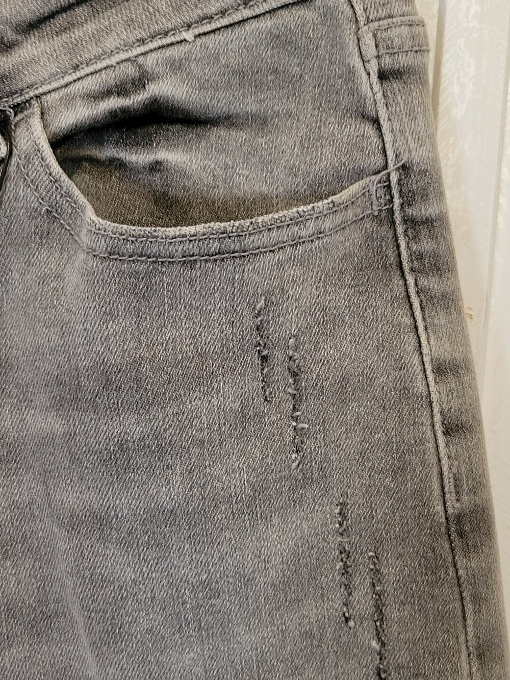 ONESO Gray Wide Leg Distressed Stretch Jeans Size 27 High Rise Denim 30" Inseam - Picture 5 of 10